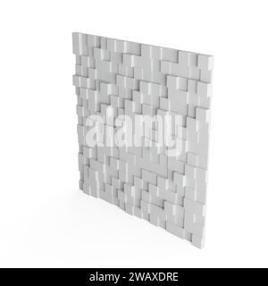 A 3D rendering of a white wall made of cubes on a white background Stock Photo