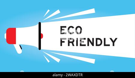Color megaphone icon with word eco friendly in white banner on blue background Stock Vector