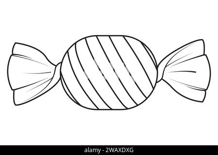 Candy icon with outline style. Icon for web design, apps, sticker, banner, poster, printing usage and part of logo. Black and white. Art therapy Coloring page. Vector illustration Stock Vector