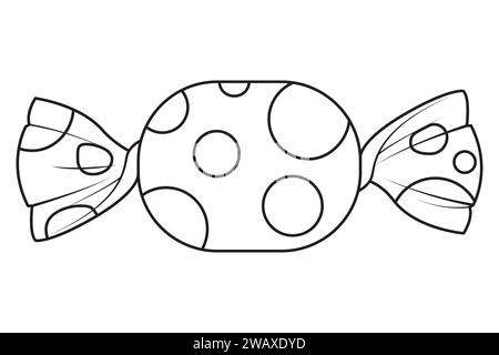 Candy icon with outline style. Icon for web design, apps, sticker, banner, poster, printing usage and part of logo. Black and white. Art therapy Coloring page. Vector illustration Stock Vector