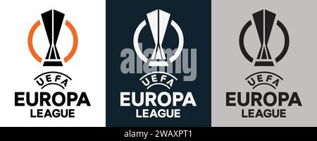 UEFA Europa League Color Black and White 3 Style Logo European professional football tournament, Vector Illustration Abstract Editable image Stock Vector