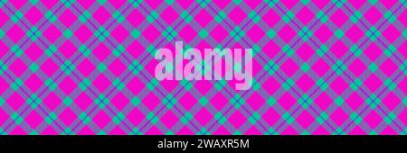 Fit check textile fabric, colourful texture plaid background. Neat pattern seamless tartan vector in bright and teal color. Stock Vector