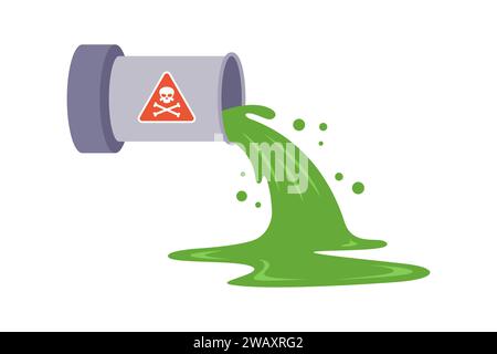 pipe with hazardous waste. flat vector illustration. Stock Vector