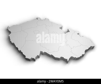 3d Czechia (Czech Republic) map illustration white background isolate Stock Photo