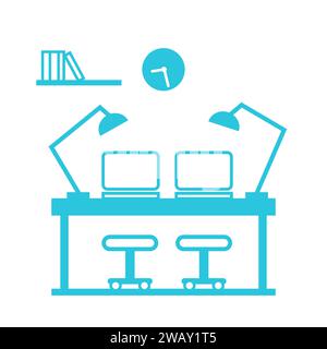 Co-Working station, workspace, Working space for creativity, icon, symbol, from blue icon set Stock Vector