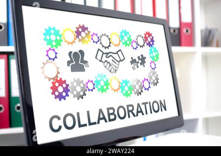 Collaboration concept shown on a computer screen Stock Photo