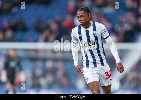 West Bromwich, UK. 07th Jan, 2024. West Bromwich Albion's Akeel Higgins during the Emirates FA Cup match between West Bromwich Albion and Aldershot Town at The Hawthorns, West Bromwich, England on 7 January 2024. Photo by Stuart Leggett. Editorial use only, license required for commercial use. No use in betting, games or a single club/league/player publications. Credit: UK Sports Pics Ltd/Alamy Live News Stock Photo