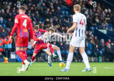 West Bromwich, UK. 07th Jan, 2024. West Bromwich Albion's Harry Whitwell battles for possession during the Emirates FA Cup match between West Bromwich Albion and Aldershot Town at The Hawthorns, West Bromwich, England on 7 January 2024. Photo by Stuart Leggett. Editorial use only, license required for commercial use. No use in betting, games or a single club/league/player publications. Credit: UK Sports Pics Ltd/Alamy Live News Stock Photo