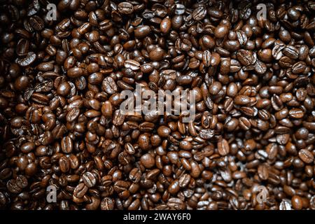 A beautiful background of a pile of fresh coffee beans Stock Photo