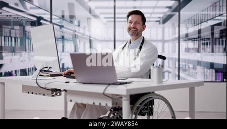 Doctor Video Conference Call. Elearning Webinar On Computer Stock Photo