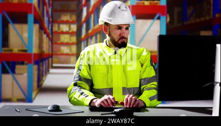 Warehouse Worker And Manager Checking Inventory In Warehouse Stock Photo
