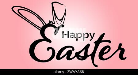 Happy Easter Bunny Ears, Easter Poster or Banner Design Stock Vector