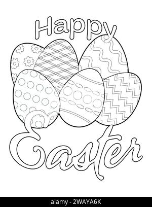 Cute Easter egg easy colouring page for kids Stock Vector