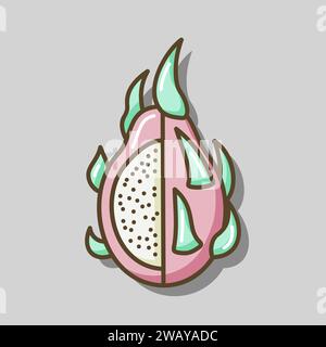 Dragon fruit, Pitaya or Pitahaya tropical fruit vector icon. Graph symbol for food and drinks web site, apps design, mobile apps and print media, logo Stock Vector