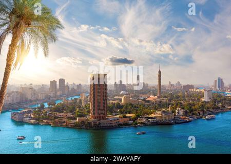 Cairo downtown and the Nile river, aerial view, Egypt Stock Photo - Alamy