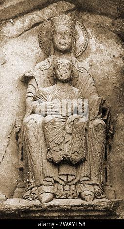 Chartres Nativity Chartres Cathedral, France in 1947 - A statue of the Virgin Mary ...