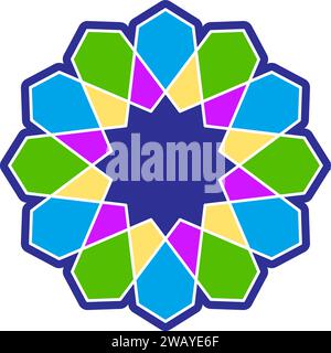 Simple abstract flat mandala design. It is also an Islamic round design. Stock Vector