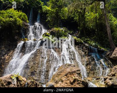 Dramatic cascades at Tumpak Sewu Waterfall, Indonesia Stock Photo