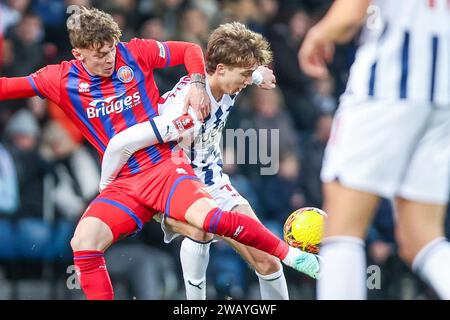 West Bromwich, UK. 07th Jan, 2024. West Bromwich Albion's Harry Whitwell battles for possession during the Emirates FA Cup match between West Bromwich Albion and Aldershot Town at The Hawthorns, West Bromwich, England on 7 January 2024. Photo by Stuart Leggett. Editorial use only, license required for commercial use. No use in betting, games or a single club/league/player publications. Credit: UK Sports Pics Ltd/Alamy Live News Stock Photo