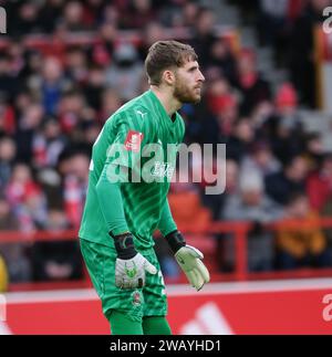 The City Ground, Nottingham, UK. 7th Jan, 2024. FA Cup Third Round Football, Nottingham Forest versus Blackpool; Daniel Grimshaw of Blackpool Credit: Action Plus Sports/Alamy Live News Stock Photo