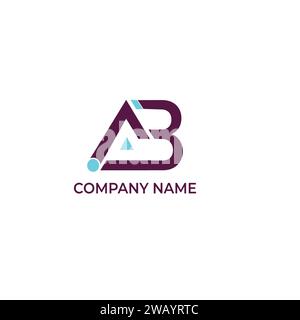 AB COMBINATION LETTER LOGO FOR COMPANY WITH PURPLE AND SKY BLUE COLOR Stock Vector