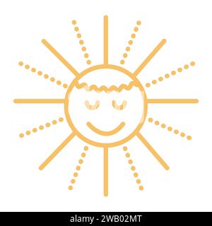 Yellow sun vector line icon, color sign of summer season Stock Vector