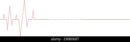 Heartbeat diagram with long straight red line. ECG chart part isolated on white background. Cardiac rhythm. Cardio test sign. Cardiology hospital Stock Vector