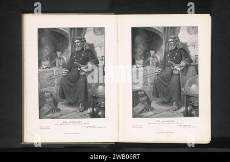 Reproduction of a drawing of an alchemist by John L. Wimbush, L. van Leer & Co., after John L. Wimbush, c. 1893 - in or before 1898 photomechanical print  London paper  alchemist at work Stock Photo