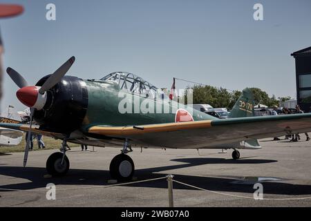 Green Japanese Plane - Zero - From Pacific War  at Air Show in France. Stock Photo