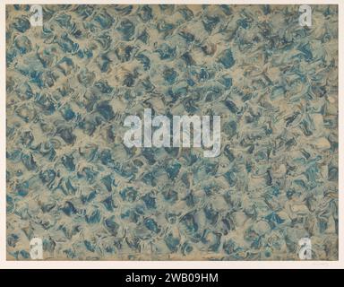 Fantasy marble in different shades of blue and brown, anonymous, 1900 - 2000 marbled paper   paper. paint (coating) phantasy marbled paper Stock Photo
