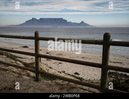 Cape Town and Table Mountain from Blaauberg Beach Stock Photo