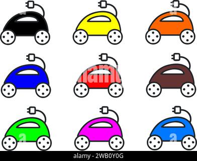electric car icon set Stock Vector