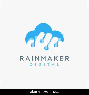 Modern Rain cloud link logo icon vector template on white background Stock Vector