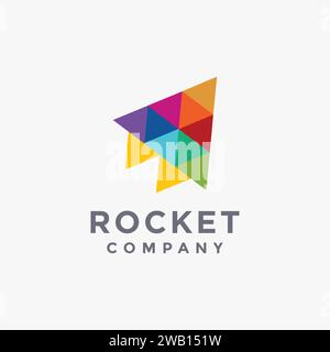 Abstract colorful triangle rocket logo icon vector template on white background Stock Vector