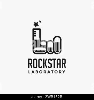 Creative Rock hand beaker glass logo icon vector template on white background Stock Vector