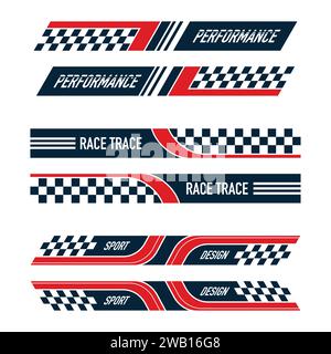 Red and blue sport car decals set Stock Vector