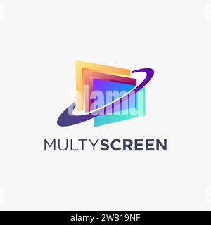 abstract multi screen logo icon vector template on white background Stock Vector