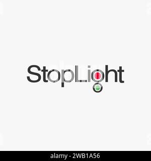word mark stoplight logo vector template on white background, traffic light sign logo Stock Vector