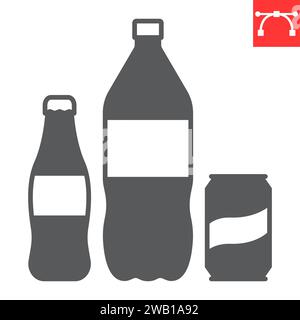 Beverage glyph icon, grocery store and water, bottled drinks and soda vector icon, vector graphics, editable stroke solid sign, eps 10. Stock Vector