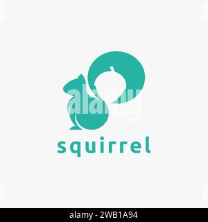 Minimalist Squirrel and nuts logo icon vector with negative space style design Stock Vector