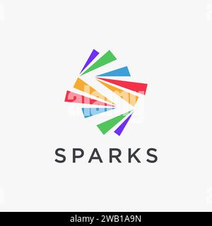 Abstract S letter for spark logo icon on negative space on white background Stock Vector