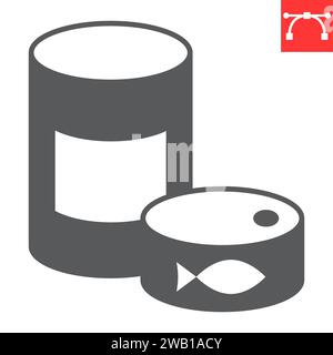 Canned food glyph icon, grocery store and jar , preserves vector icon, vector graphics, editable stroke solid sign, eps 10. Stock Vector