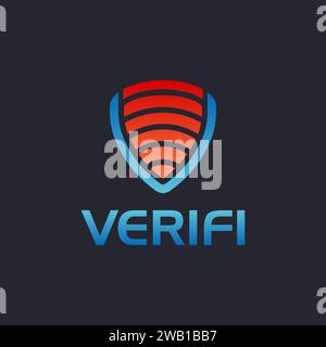 Letter V shield logo icon vector on dark background Stock Vector