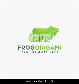 Frog origami logo icon with polygonal logo style Stock Vector