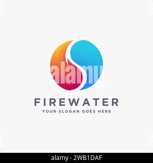 modern geometric energy water and fire logo icon on white background Stock Vector