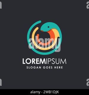 Stream wave signal and cobra logo vector with golden ration style Stock Vector