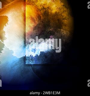 Dark blue and orange grunge abstract background. Vector design Stock Vector