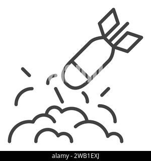 Rocket Hit with Explosion vector concept icon in outline style Stock Vector