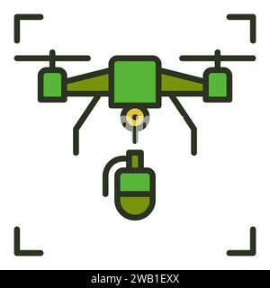 Drone with Grenade vector Quadcopter concept colored icon or symbol Stock Vector