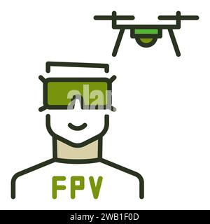 Man with FPV Drone vector concept colored icon or symbol Stock Vector